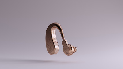 Bronze Behind the Ear Hearing Aid 3d illustration 3d render