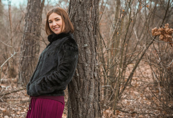 Portrait of Middle aged woman, lady relax at nature, lifestyle