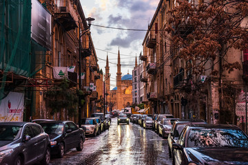 Fototapeta premium Street view with mosque