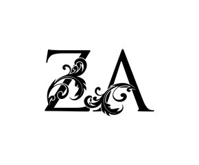 Classy Z, A and ZA Vintage Letter Logo Design - obrazy, fototapety, plakaty