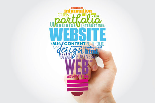 WEBSITE light bulb word cloud, business concept background