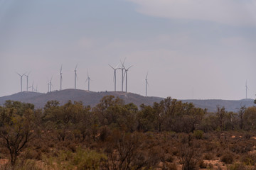 Electrical Eco power maker wind turbine on the mountain in rural outback town of Silverton, New South Wales, Australia.