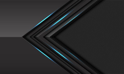 Abstract dark grey blue light metallic arrow direction with circle mesh pattern blank space design modern luxury futuristic technology background vector illustration.