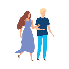 young couple avatar character icons vector illustration design