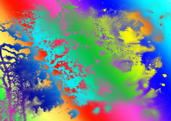 High saturation colorful rainbow watercolor technique illustration pop art style. Use for decoration and background wallpaper. Also has fluid paint stain artwork. Hand technique