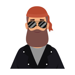 motorcyclist man with beard avatar character