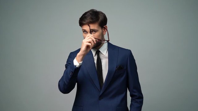 full hd video of young handsome stylish businessman - 4x slow motion