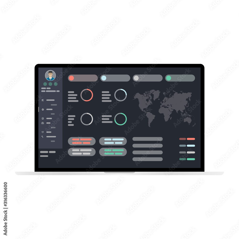 Poster web design. website template for laptop. elements for laptop and web applications. user interface ui