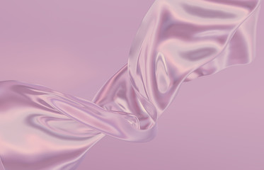 Beauty fashion smooth elegant flying pink satin cloth. Abstract 3d monochrome background.