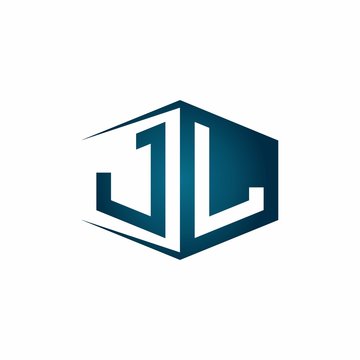 JL monogram logo with hexagon shape and negative space style ribbon design template