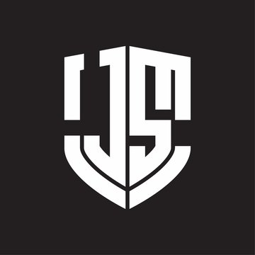 JS Logo monogram with emblem shield shape design isolated on black background