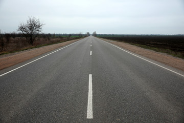 Beautiful view of asphalt highway without transport