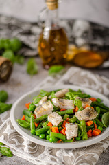 Fresh salad with roasted fish