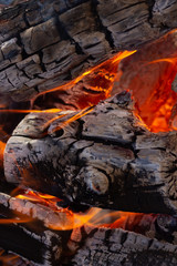 Burning Flames or fire. Burn coal background in fireplace