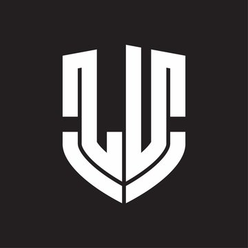 LU Logo monogram with emblem shield shape design isolated on black background
