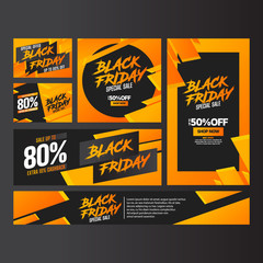 Vector square Black friday web banner. Graphic design for social media