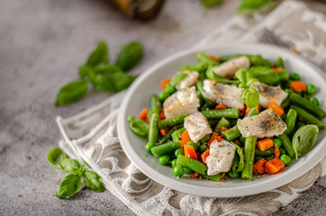 Fresh salad with roasted fish