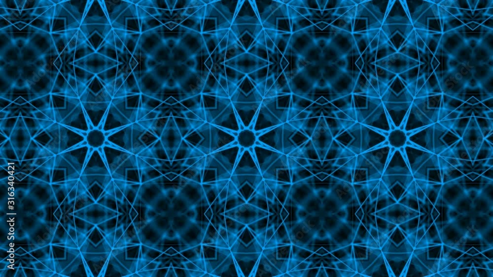 Poster moving kaleidoscope pattern on a black background. abstract animation. background. 3d render