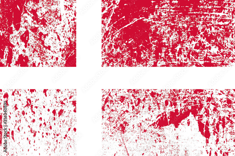 Poster  flag of denmark with texture. template for design
