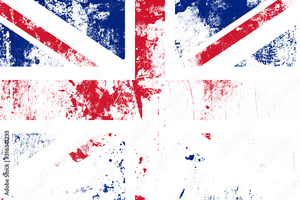 Poster flag of great britain with texture. template for design