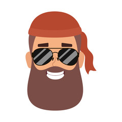 motorcyclist man with beard and sunglasses head