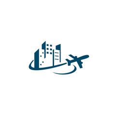 Travel company logo design with using plane icon vector template