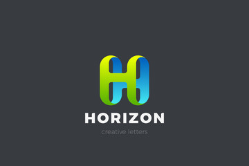 Obraz premium Letter H Logo design vector template Ribbon Font style Typography.