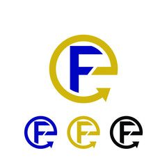 Letter F and E Circle Arrow Logo Design Circular Branding Creative Symbol
