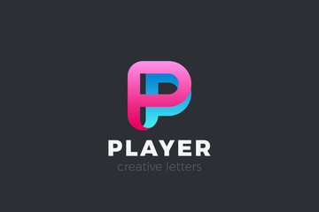Letter P Logo design vector template Ribbon Font style Typography.