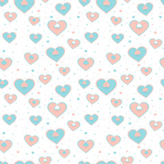 Seamless pattern with hearts for design Valentines Day in pastel colors. Pattern for fabric, textile, wrapping paper, wallpaper, background for a wedding, invitation card. vector illustration