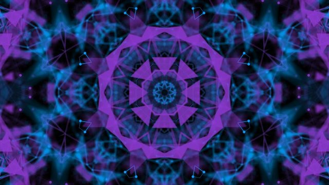 moving kaleidoscope pattern on a black background. abstract animation. Background. 3d render