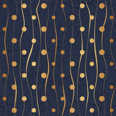 Marble texture with golden glitter. Elegant beautiful background with lines and dots. Gold seamless pattern. Fashion design for wallpaper, wrapping paper, gift wrapper, packaging, interior, textile 