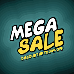 Vector sale banner template design. mega sale special offer. End of season banner. Web element.
