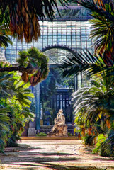 Fototapeta na wymiar Greenhouse in the Botanical Gardens in Palermo, Sicily, Italy