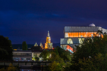 heilbronn cityscape at night with modern architecture