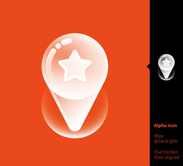 Location favorites alpha icon - vector illustrations for branding, web design, presentation, logo, banners. Transparent gradient icon on random background, pixel-aligned on 96x96 pixel.