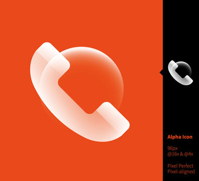 Telephone And Bubble Alpha Icon - Vector Illustrations For Branding, Web Design, Presentation, Logo, Banners. Transparent Gradient Icon On Random Background, Pixel-aligned On 96x96 Pixel.