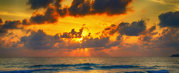 sun rays sea sunset