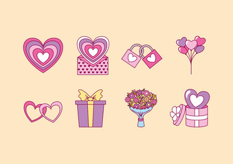 bundle of valentines day set icons