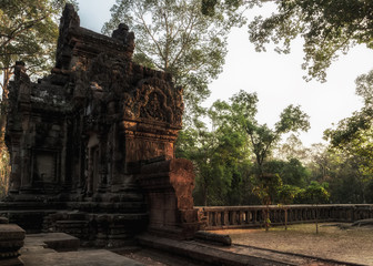 Ruins of Angkor Wat Hindu temple complex Cambodia.