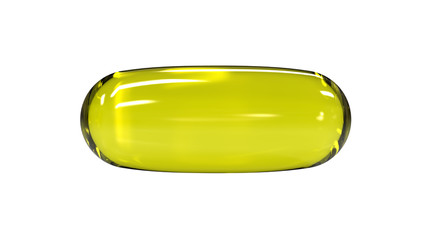 Medical CBD Oil or other Capsule Pill. 3D Render Isolaten on White Background.