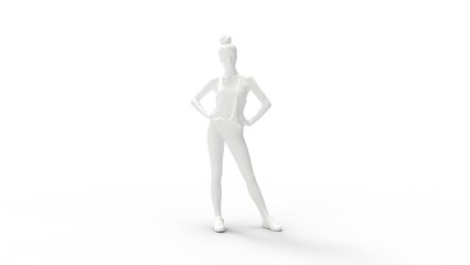 3d rendering of a fit girl isolated in studio background