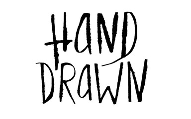 Black hand-drawn inscription isolated on white. Vector hand written in black ink lettering isolated on white. Raster traced grunge illustration.