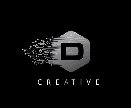 Abstract Initial Letter D Network Technology logo icon vector design concept.