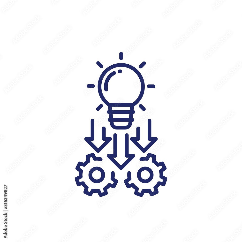 Poster implement line icon on white