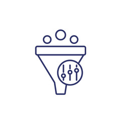 funnel with controls, line icon