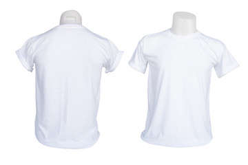 mannequins dressed in T-shirt Isolated on white background. No brand names