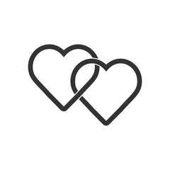 Two hearts line icon - vector simple heart symbol or love sign. Linear logo element for wedding