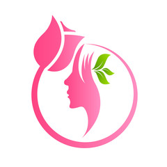 Woman face in leaves,design Concept for Beauty Salons and Spa