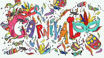 vector doodle illustration of mardi gras. Greeting card, banner, website, promotion, social media story,  and advertisement. © yahya